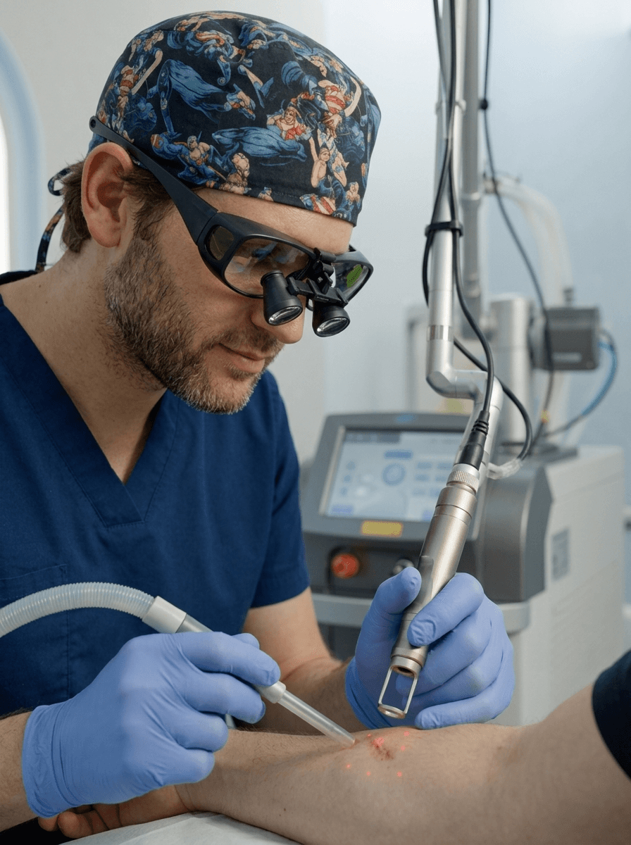 Dr. Kaplan performing laser treatment